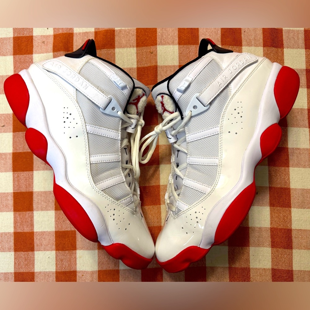 Jordan 6 Rings White University Red Black Men's - 322992-160, Size 12, No Box